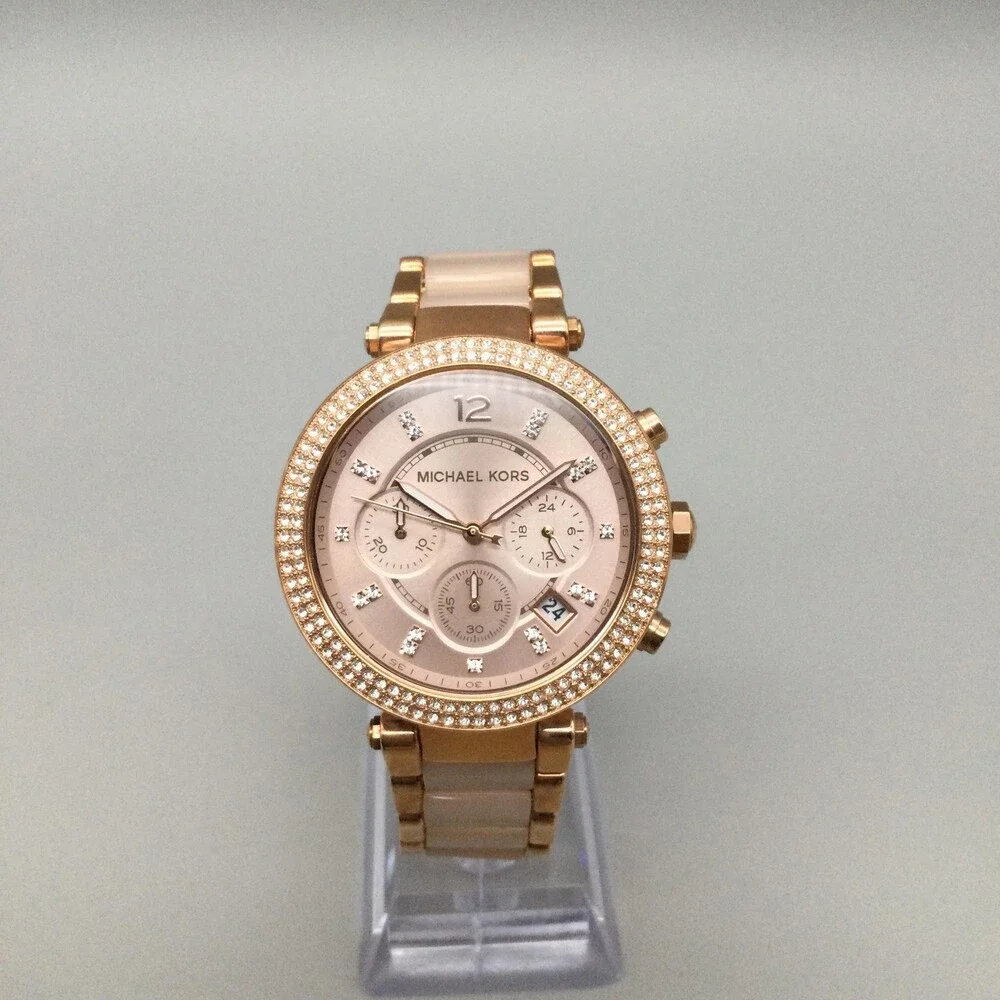 Michael Kors Parker Women Watch MK-5896 Rose Gold Tone BOX New Battery 7.25" - Picture 4 of 15